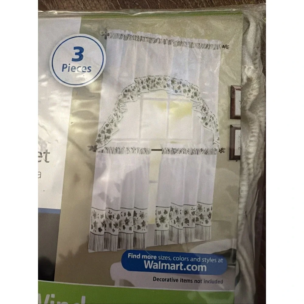 Mainstays Window Curtains Cottage Ivy Tier And Swag Set 56